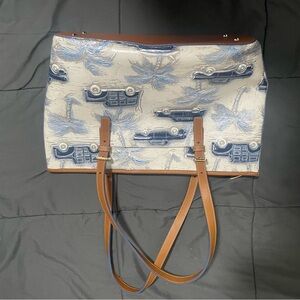 Brahmin Blue and Cream Shoulder Bag